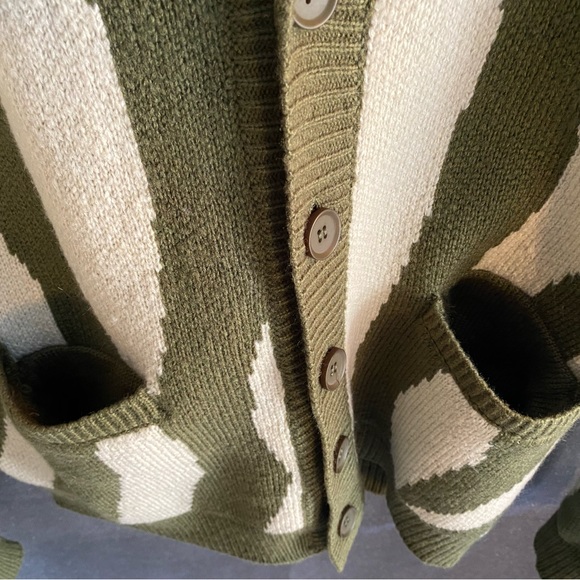 MNML Green/cream zebra cardigan NWT - Picture 5 of 8